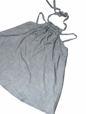 EASEL Strappy Halter Summer Top in Light Heather Blue-Gray